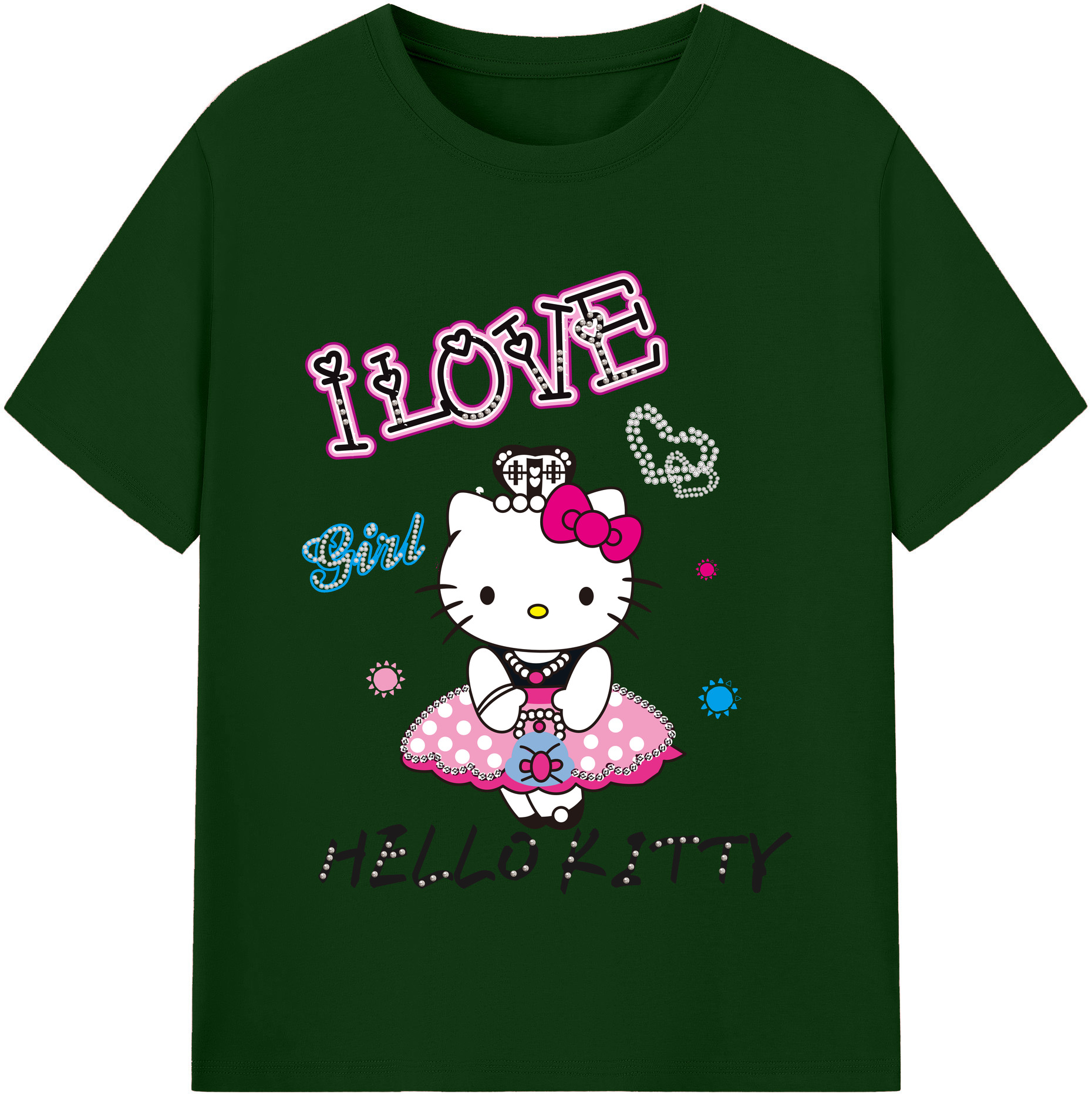 （画像用） Hello Kitty ハローキティ 綿100％半袖Tシャツ（フロントプリント）